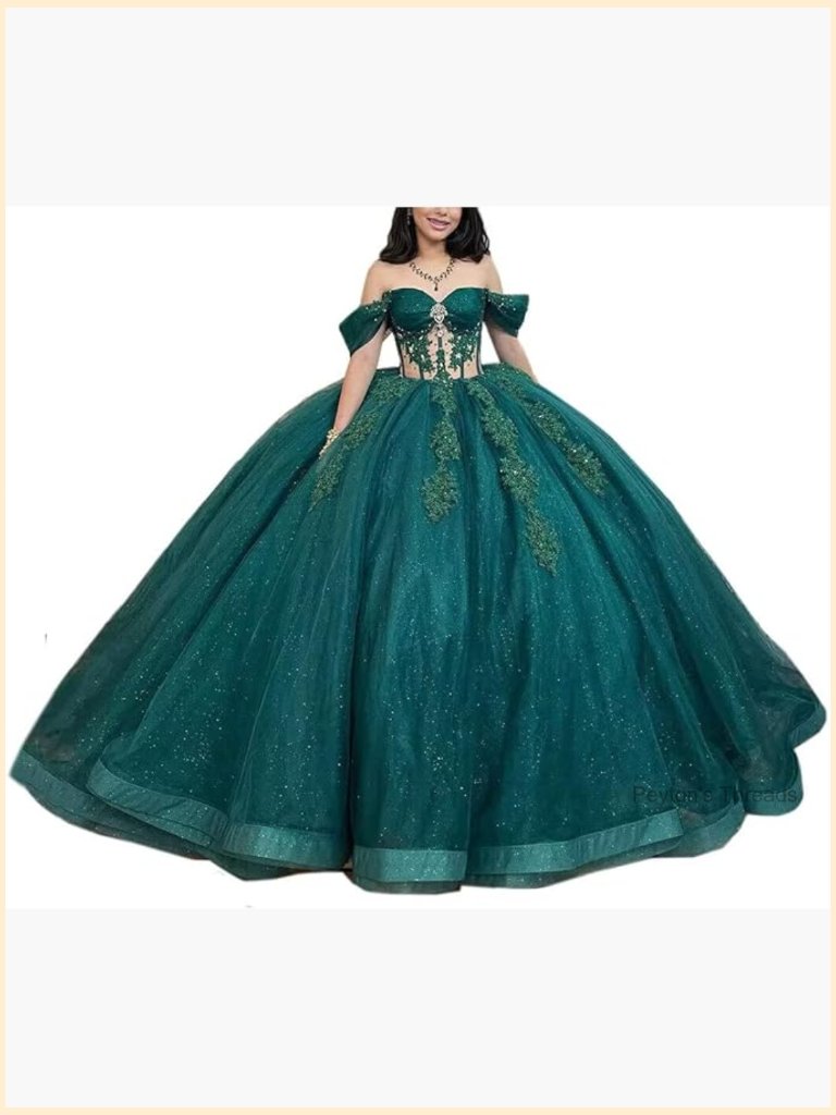 Quinceanera Dress Ball Gown Off Shoulder Tulle Sweet 15 Prom Maxi